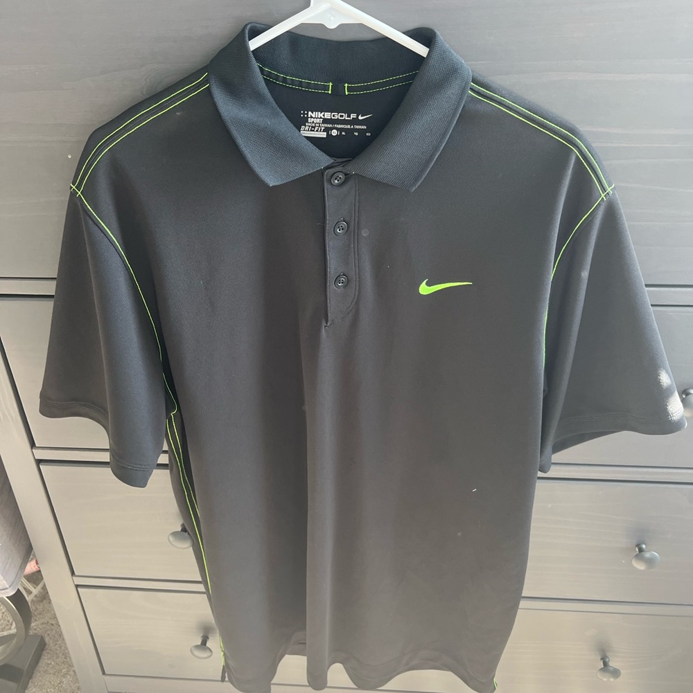Black and green Nike golf shirt